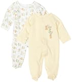 ABSORBA Unisex-Baby Newborn Neutral 2 Pack Seamless Footies, Yellow/White, 3/6