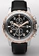 Fossil #AM4545 Men's Dean Leather Strap Rose Gold Trim Chronograph Watch