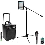 Pyle Speaker, Mic, Cable and Stand Package - PWMA930I 600 Watt VHF Wireless Portable PA Speaker System/Echo W/Ipod Dock - PDMIK2 Professional Moving Coil Dynamic Handheld Microphone - PMKSPAD1 Multimedia Microphone Stand With Adapter for iPad 2 (Adjustable for Compatibility w/iPad 1) - PPFMXLR15 Multimedia Microphone Stand With Adapter for iPad 2 (Adjustable for Compatibility w/iPad 1)