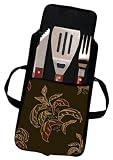 Two Dogs Designs, BBQ Utensil Set with Carrier, Banana Leaves