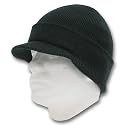 Knit Beanie Visor Hat - Scull Cap Style - Black