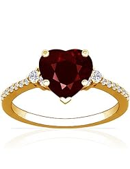14K Yellow Gold Heart Cut Ruby Ring With Sidestones (GIA Certificate)