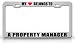 MY HEART BELONGS TO A PROPERTY MANAGER Occupation Metal Auto License Plate Frame Tag Holder, Chrome/Black