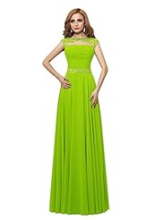 A-line Beaded Chiffon Bateau Neck Evening Dress/Prom Dress/Party Dress/Wedding Dress 
