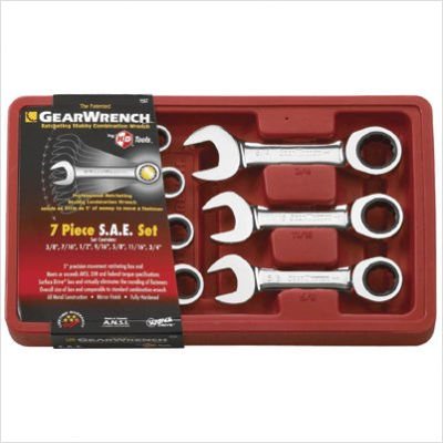 7 Pc. Stubby Combination Ratcheting Wrench Sets - 7pc sae stubby combination ratcheting wrench