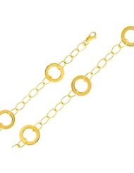 14K Yellow Gold Fashion Link Bracelet with Lobster Claw Clasp - 7.5" Inches