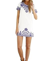 Sexy Spring Summer General Print Cotton/Polyester Short Sleeves Vintage Wedding Dress 
