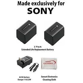 2 Pack Of Li-Ion Extended Life Replacement Battery for Sony NP-FV70 3600mAh Each 7200mAh... by Sunset