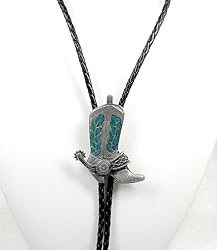 Cowboy Boot Turquoise Epoxy Bolo Tie