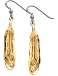 14K Yellow Gold Northwest Coast Native American Eagle Feather Earrings. Made in USA.