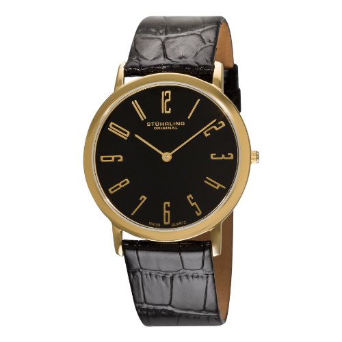 Stuhrling Original Men's 216A.33351 Classic Ascot Belmont Swiss Quartz Slim Black Dial Watch