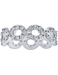 Platinum Plated Sterling Silver Clear Round Cubic Zirconia Band Ring