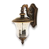 Globe Windsor Station One-Light Outdoor Downward Wall Sconce, Country Bronze with Crackled Globe #4080901