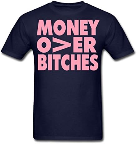 ZAKE Fashion Men's Money Over Bitches T-Shirts Navy XXL