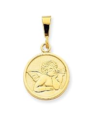 14k Gold Polished & Satin Raphael Angel Pendant