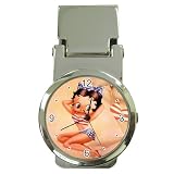 Money Clip Watch of Vintage Art Deco Betty Boop Call to Arms (wearing American Flag)