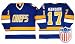 Charlestown Chiefs Road Blue Replica #17 Steve Hanson Throwback Jersey