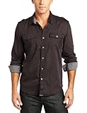 IMAGE OF Calvin Klein Jeans Men's Seattle Stripe Crinkle Woven Shirt, Black, Large