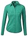 J.TOMSON Womens Button Down Cotton Shirt With Ribbed Side Trim