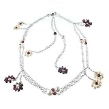Genuine Pearl and Garnet Flower Adjustable Belly Chain