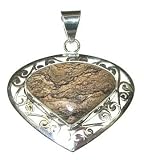 Picture Jasper and Sterling Silver Heart Pendant