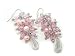 Pink Lucite and Faux Pearl Beaded Cluster Drop Hook Earrings