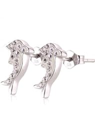 HaoShiGuang Sterling Silver Childrens Dolphin Stud Earrings-Austria Crystal