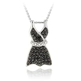 Sterling Silver Black Diamond Accent Little Black Dress Pendant
