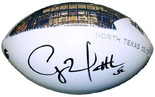 Clay Matthews Autographed Football - SB XLV Texas Stadium White Panel - Autographed Footballs