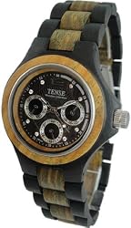 Tense All Wood 3 Multi Eye Hypoallergenic Mens Watch Dark/Green Wood G4300DG