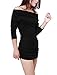 Allegra K Women Off Shoulder Side Shirred Slim Fit Clubwear Mini Dress,Large,Black