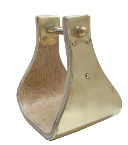 5 Extra Wide Brass Bound Wooden Bell Stirrups