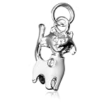silver and zirconia cat charm