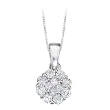 14K White Gold 1/3 ct. Diamond Cluster Pendant with Chain