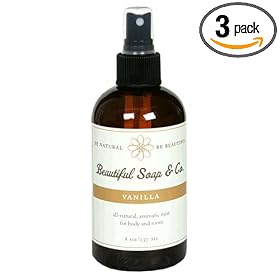 Beautiful Soap & Co. All Natural Aromatic Mist, for Body and Room, Vanilla, 8 oz (237 ml) (Pack of 3)
