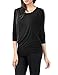 TWINTH Womens 3/4 Sleeve Dolman Drape Top with Side Shirring Loose Fit Tunic Top Plus Size Black X-Large