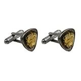 Baltic Green Amber and Sterling Silver Gentle Cufflinks