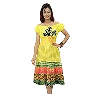 Floral Print Shirred Summer Cotton  Dress