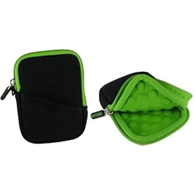 rooCASE Super Bubble Neoprene (Green Neon / Black) Sleeve Case for Panasonic Lumix DMC-TS3 Digital Camera