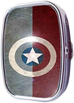 Ment Captain America Fashion Image Custom Unique Pill Case Medicine Tablet Holder two compartment Pillbox