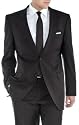Cool Light Weight Men's Black Two Button Suit ** Taper Slim Cut + White Shirt & Black Tie + As Seen in The Picture