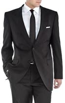 Cool Light Weight Men's Black Suit *AVAILABLE IN 2-BUTTON AND 3-BUTTON* Taper Slim Cut + White Shirt & Black Tie + As Seen in The Picture - PLEASE CLICK TO ENLARGE AND CLICK FOR DIFFERENT NUMBER OF BUTTONS