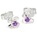 SilberDream Boucles d'oreilles - boucles d'oreilles fleur zircon lilas - argent sterling 925 pour fe