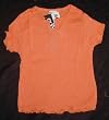 Split Crew Glitter T-Shirt Orange w/Nailheads "E" for "EXCELLENT"