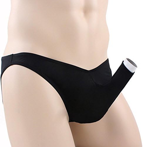 FOYU Men's Sexy Underwear Briefs with Penis Sheath (black open)