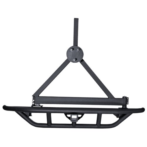 Rugged Ridge 11503.13 RRC Rock Crawling Textured Black Rear Bumper with Hitch and Tire Carrier