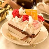 翌日配達お花屋さん　まるで「ケーキ」のデコレーションフラワー♪【送料無料】バースディケーキ（バラのプリザーブドフラワー）誕生日用　正午までのご注文は翌日配達【配達日指定不可】