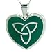 Celtic Knot Charm Heart Pendant (Irish Blessing Necklace) GREEN Enamel design with 19