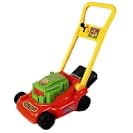 Lawnmower, red, green, and yellow