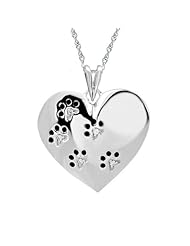 ASPCA TenderVoices Diamond Paw Prints on Heart Pendant